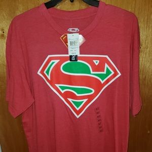 Salmon superman shirt